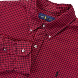 Polo Ralph Lauren Mens XL Red Blue Gingham Check LS Button Front Shirt